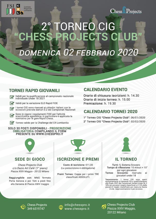2° TORNEO CIG CHESS PROJECTS CLUB 2020